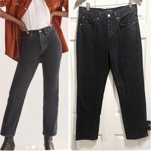 Aritzia Denim Forum The Joni Mid Rise Loose Jeans Black Eyeliner Size 26